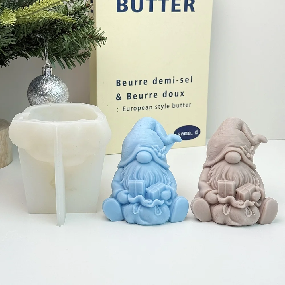 Gift Bag Christmas Gnome Silicone Mold for Candle finished casting from the silicone mold