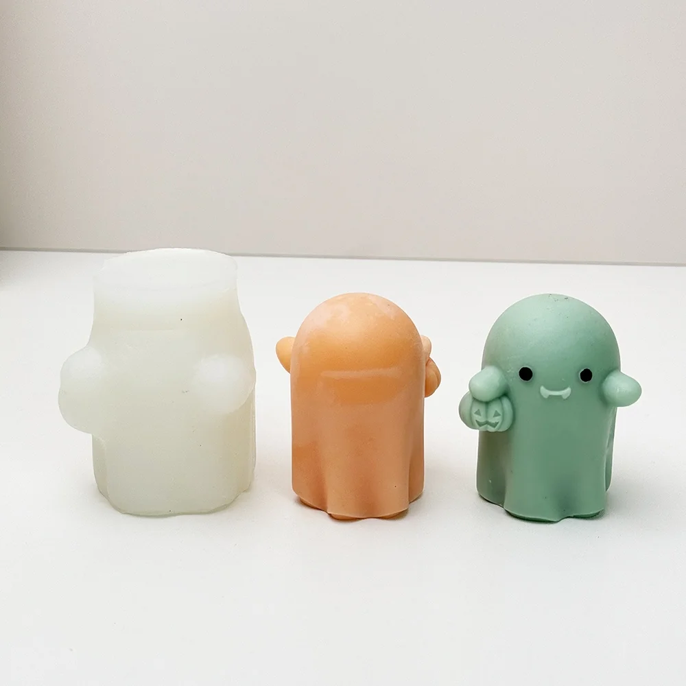 Ghost Holding Pumpkin Silicone Mold for Candle Making finished casting from the silicone mold