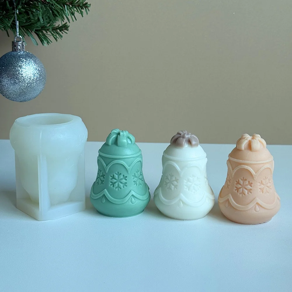 Snowflake Bell Silicone Mold for Candle Making finished casting from the silicone mold