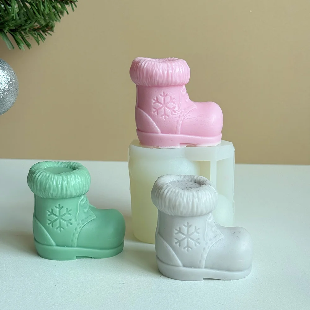 Christmas Boot Silicone Mold for Candle Making finished casting from the silicone mold