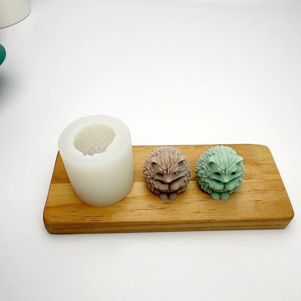 3D Standing Hedgehog Silicone Candle Mold finished casting from the silicone mold
