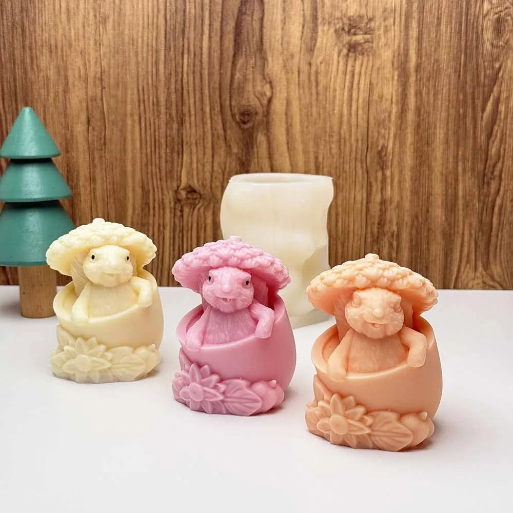 Squirrel in Pinecone Hat Silicone Candle Mold finished casting from the silicone mold