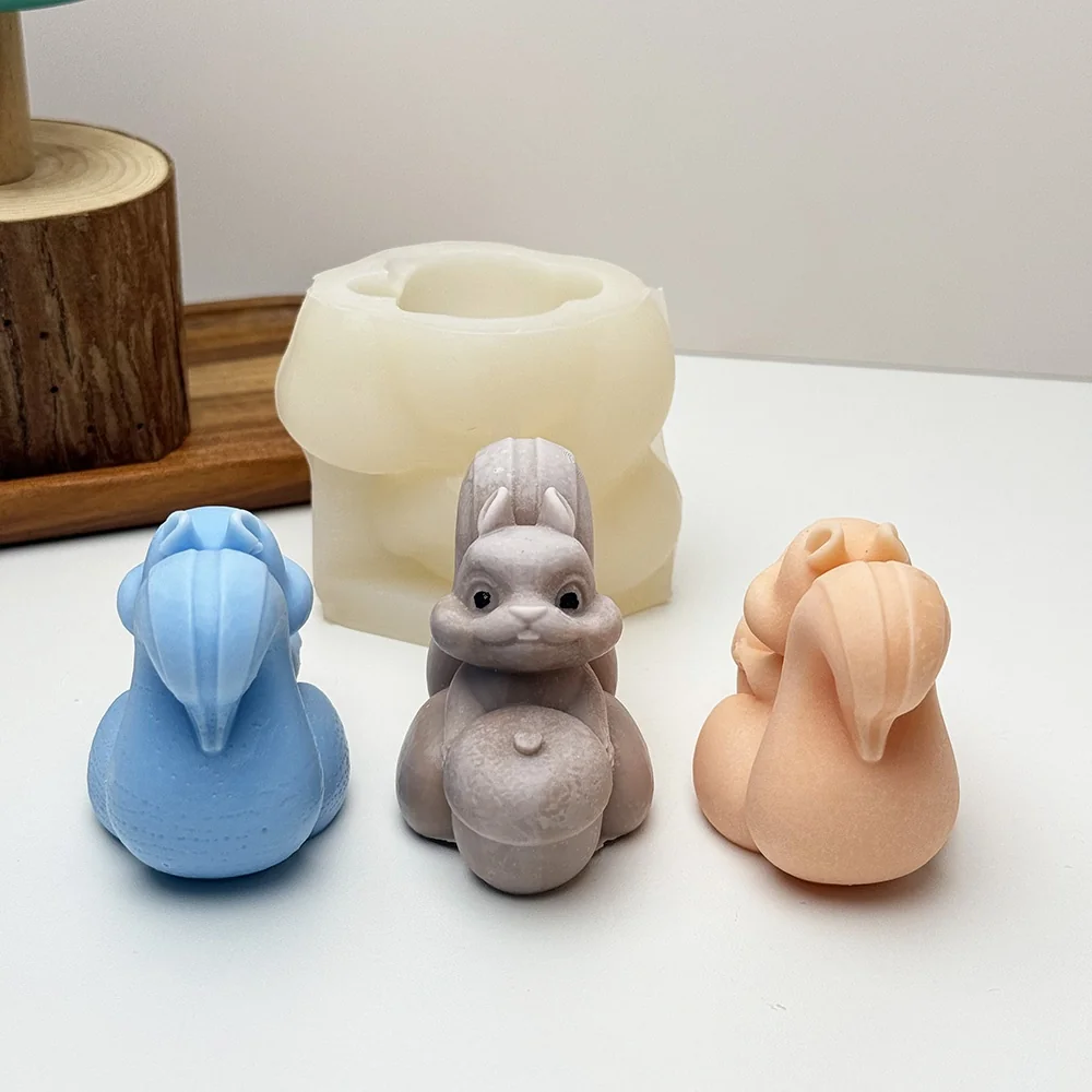 Squirrel Acorn Silicone Candle Mold [9299] finished casting from the silicone mold