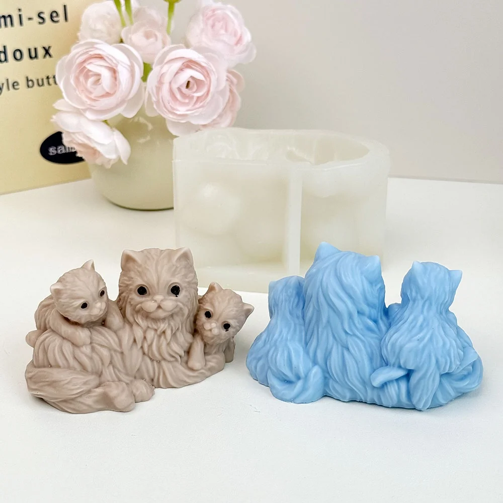 Cat Silicone Candle Mold Flexible Reusable Handmade 9296 finished casting from the silicone mold