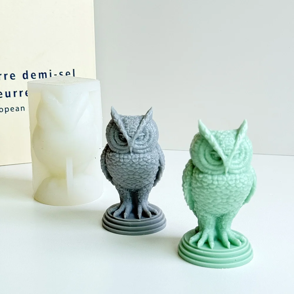 Owl Silicone Candle Mold 9287 finished casting from the silicone mold