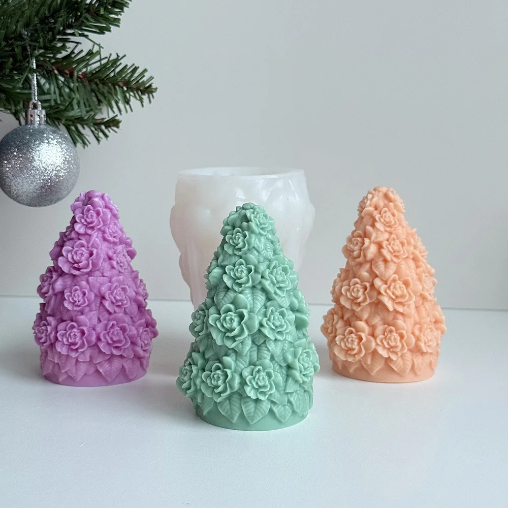 3D 3D Rose Silicone Candle Mold 9284 finished casting from the silicone mold