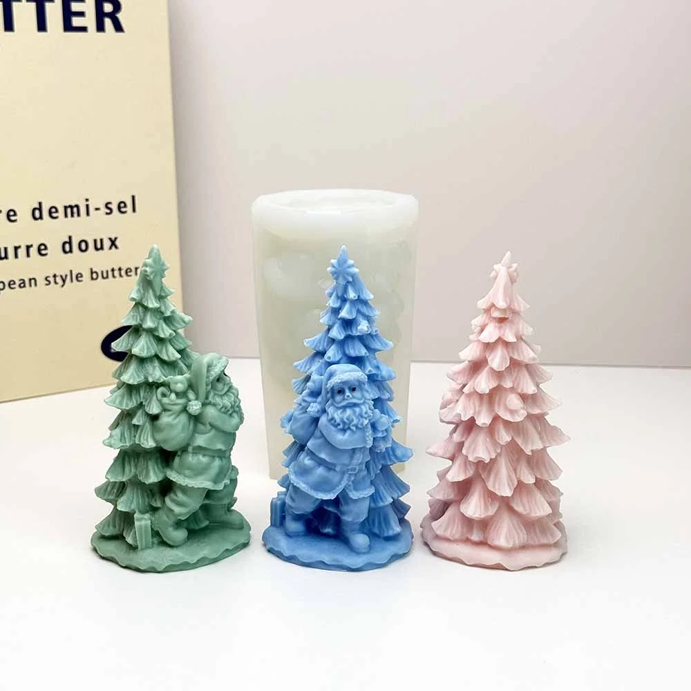 Pillar Christmas Tree Silicone Candle Mold Flexible Reusable Handmade 9281 finished casting from the silicone mold