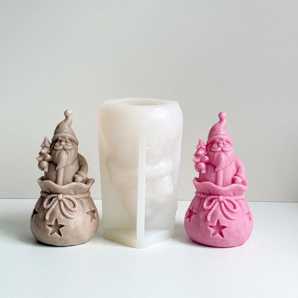 Christmas Gnome Silicone Candle Mold finished casting from the silicone mold