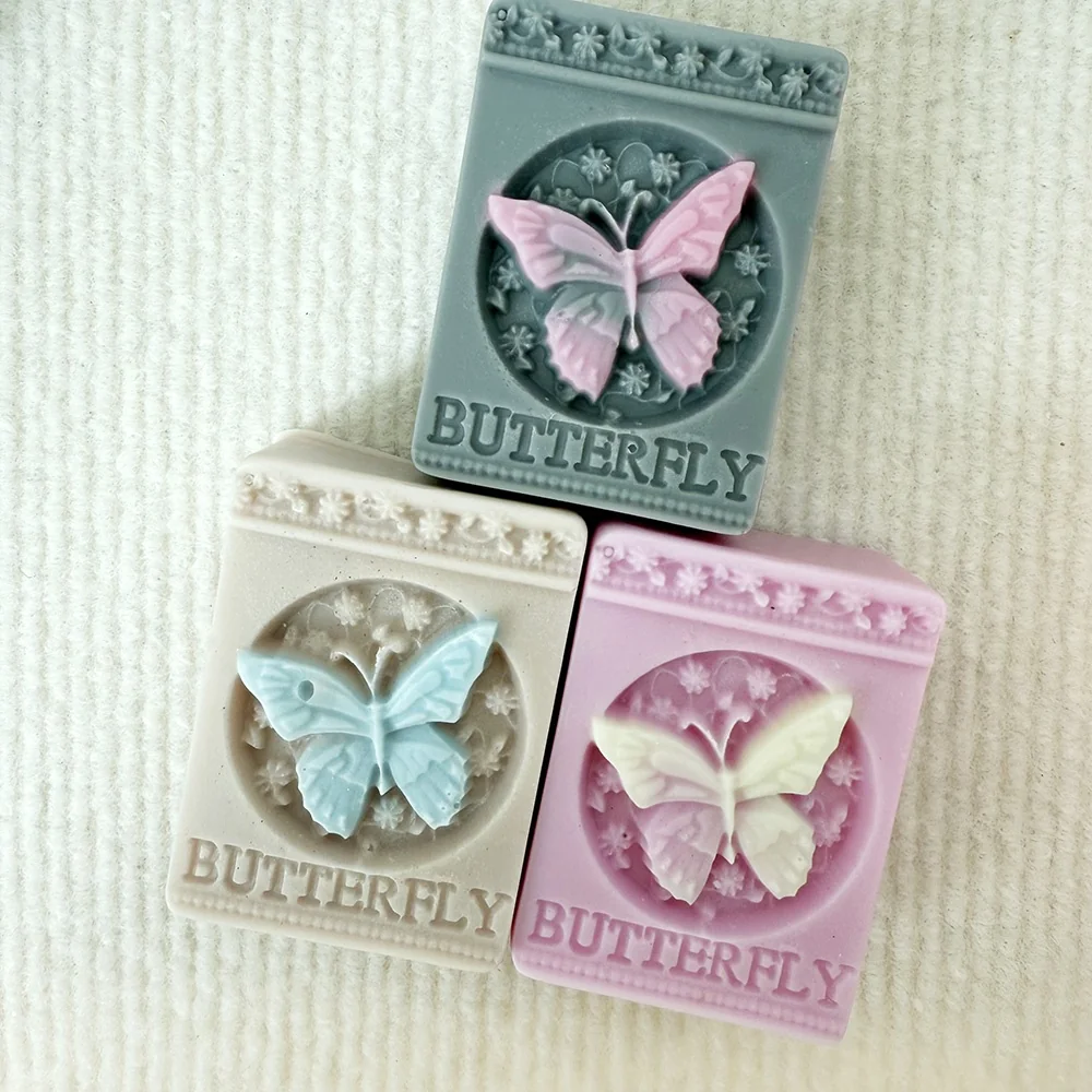 Butterfly Relief Silicone Soap Mold finished casting from the silicone mold