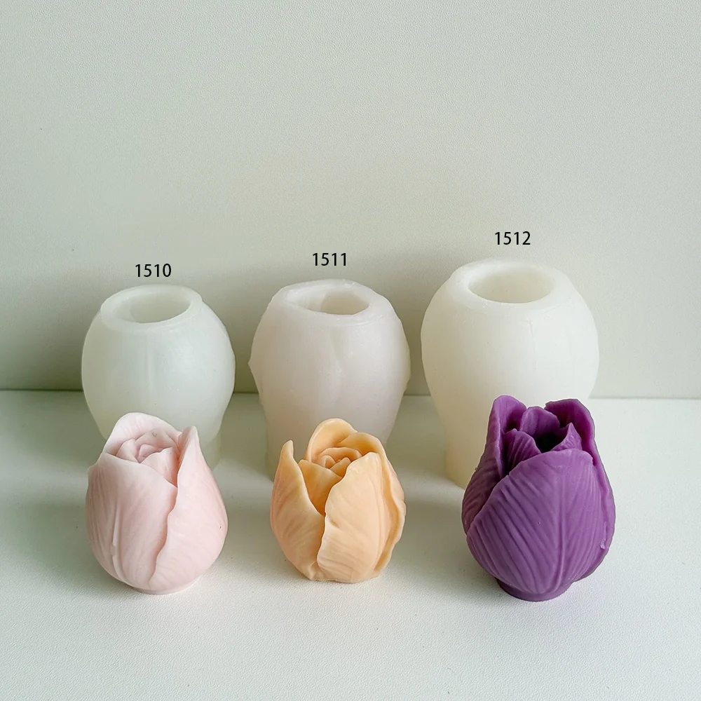 3D Tulip Bud Silicone Mold 1512 finished casting from the silicone mold