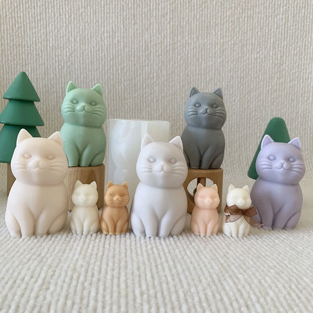 Flexible Sitting Cat Silicone Mold for Candle Making 8981 mold in production at BK Silicone workshop