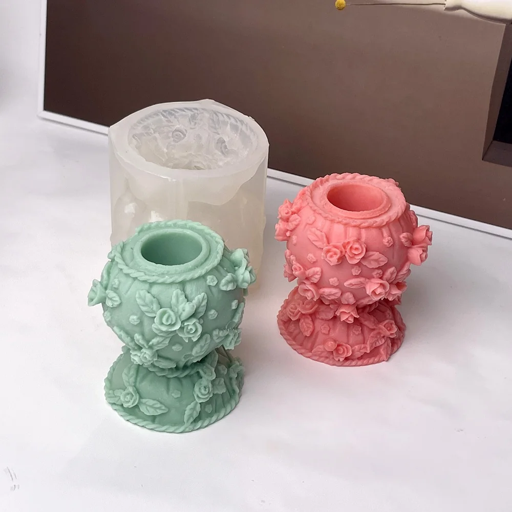 Flexible Rose Lucky Bag Silicone Mold for Candle Making 8985 mold in production at BK Silicone workshop