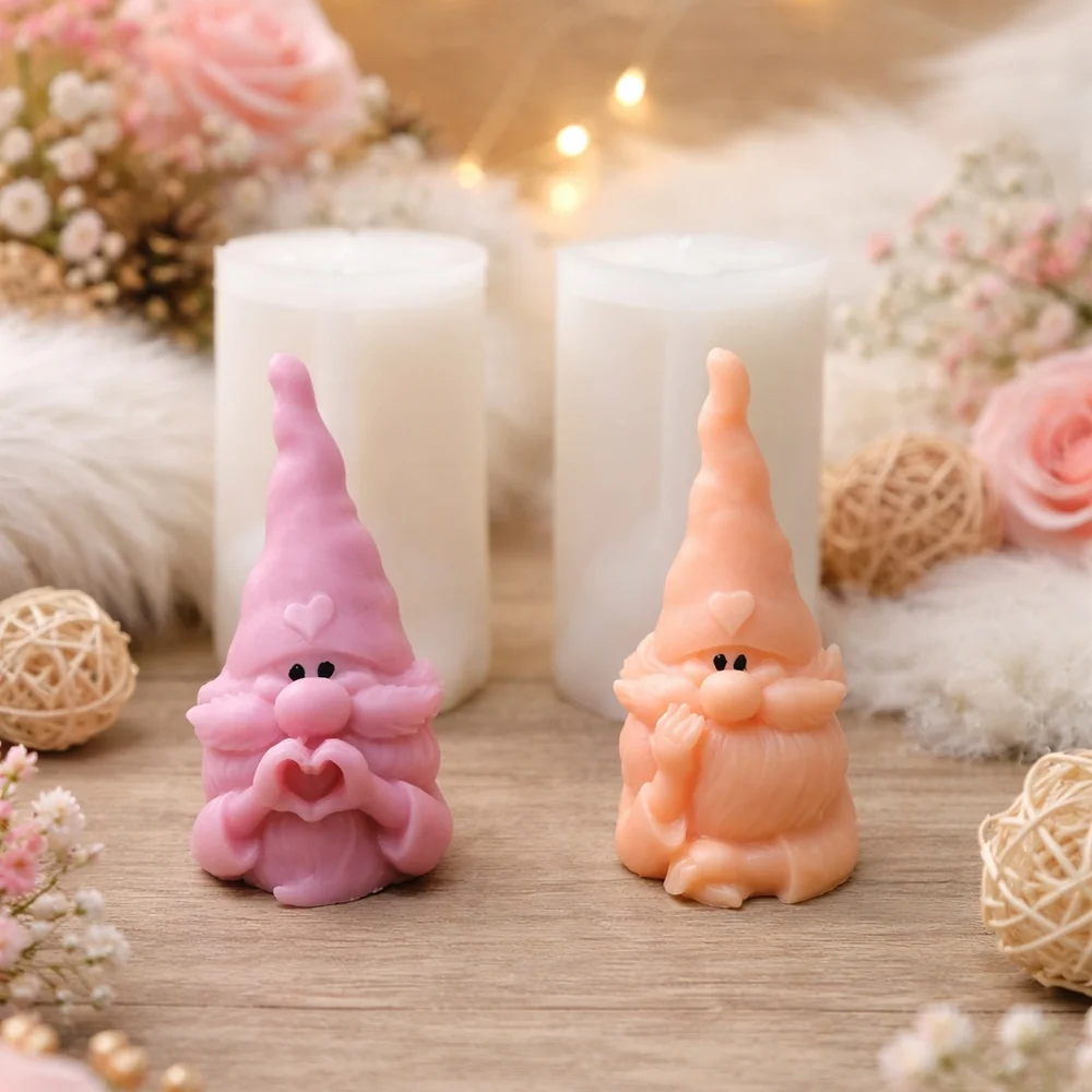 Gnome Silicone Candle Mold with Wizard Hat mold in production at BK Silicone workshop