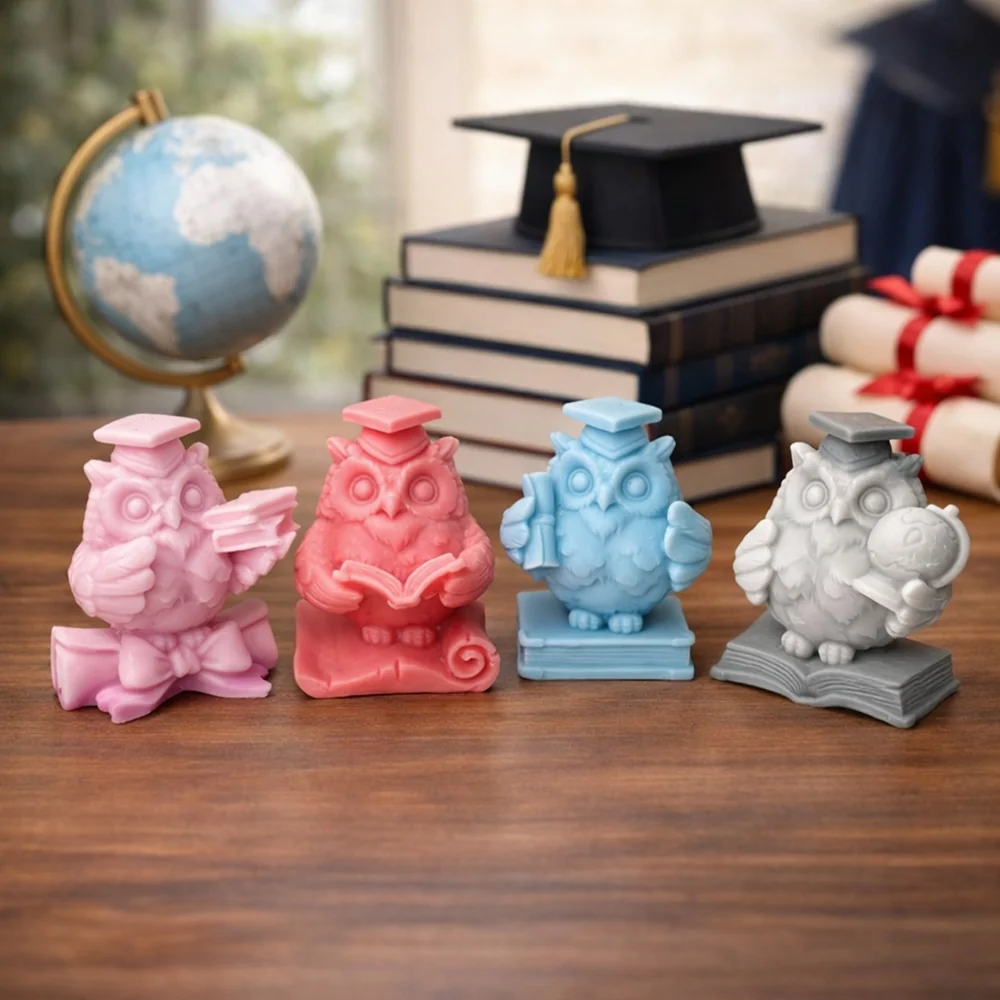 Graduation Owl Silicone Mold for Handmade Crafts 8993 mold in production at BK Silicone workshop