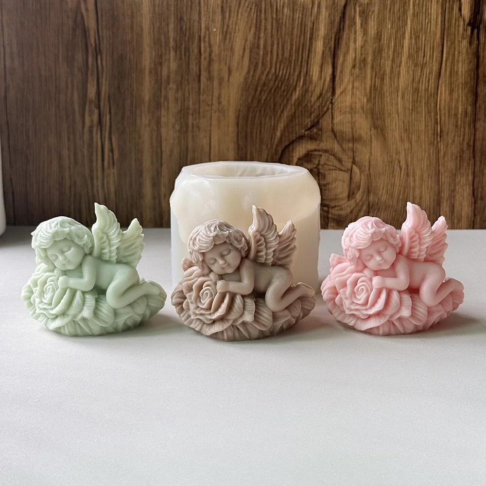 Flexible Sleeping Rose Angel Silicone Mold for Candle Making 9167 mold in production at BK Silicone workshop