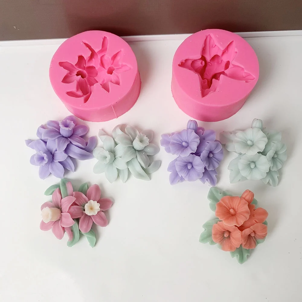 Double Flower Silicone Candle Mold with Leaves mold in production at BK Silicone workshop