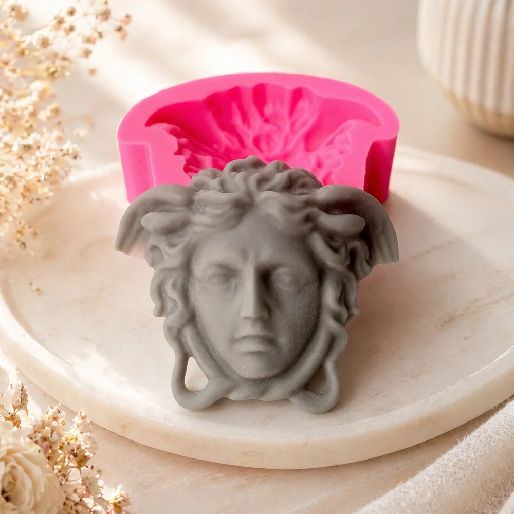 3D 3D Medusa Head Silicone Candle Mold 1311 mold in production at BK Silicone workshop