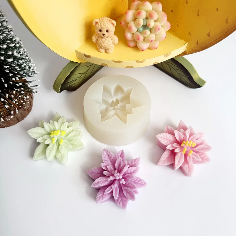 Poinsettia Silicone Mold for Wax, Soap and Resin Casting 1349 mold in production at BK Silicone workshop