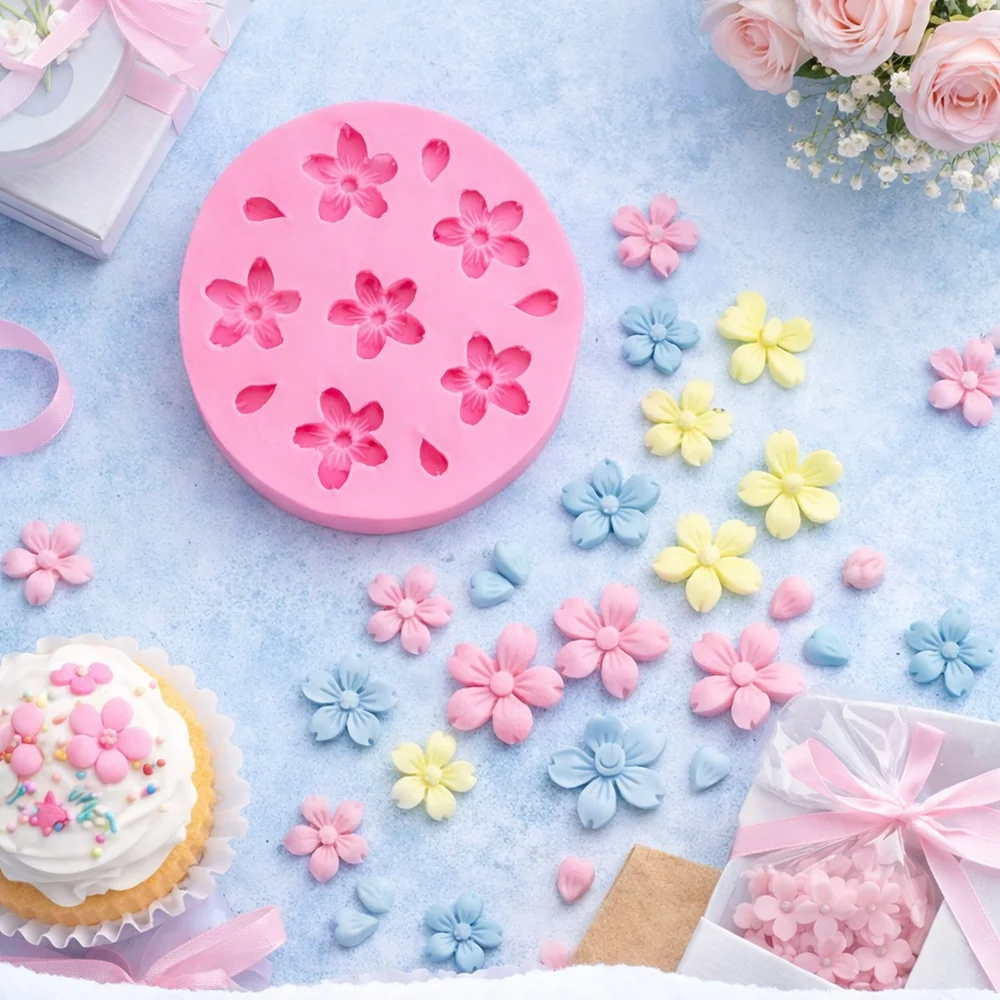 Large Cherry Blossom Flower Silicone Mold 1357 mold in production at BK Silicone workshop