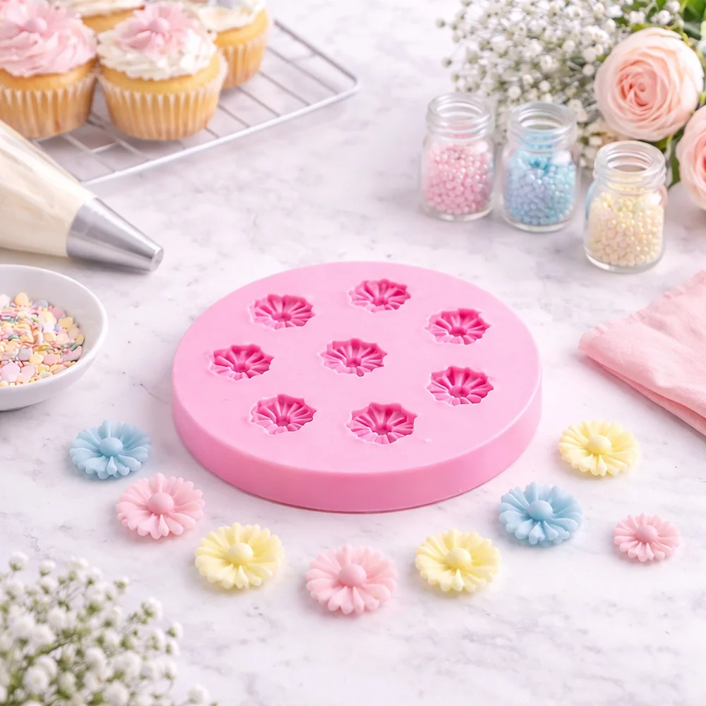 3D Daisy Silicone Mold for Wax, Soap and Resin Casting 1374 mold in production at BK Silicone workshop