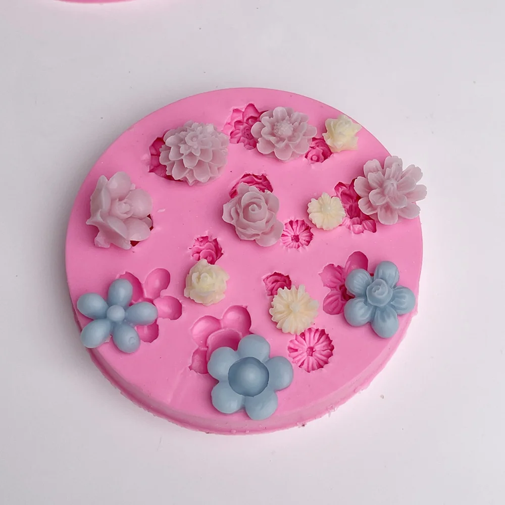 Mini Multi-style Mini Flower Silicone Mold for DIY Candle Making 1361 mold in production at BK Silicone workshop