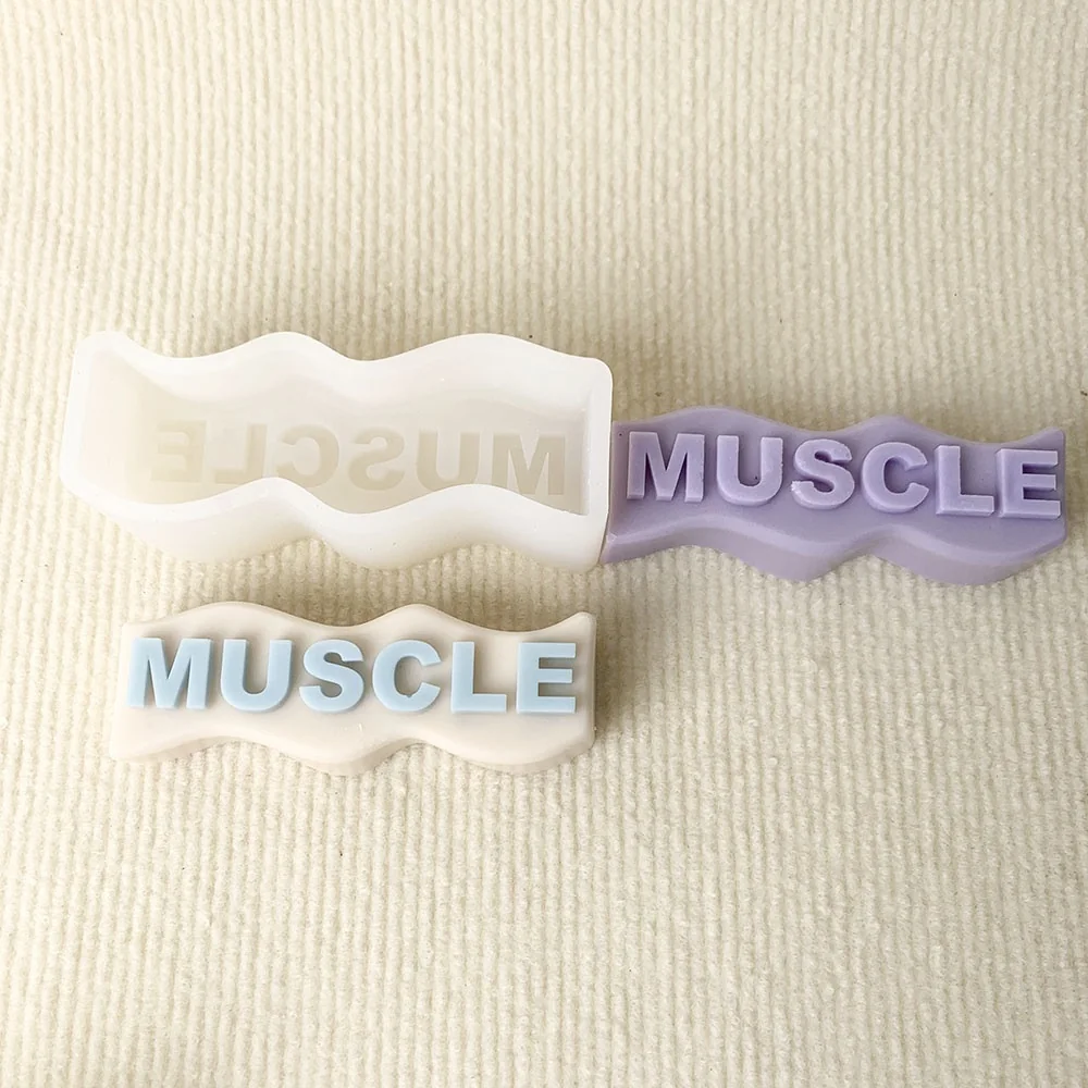 Wavy MUSCLE Letter Sign Silicone Mold for Candle Making 1388 mold in production at BK Silicone workshop