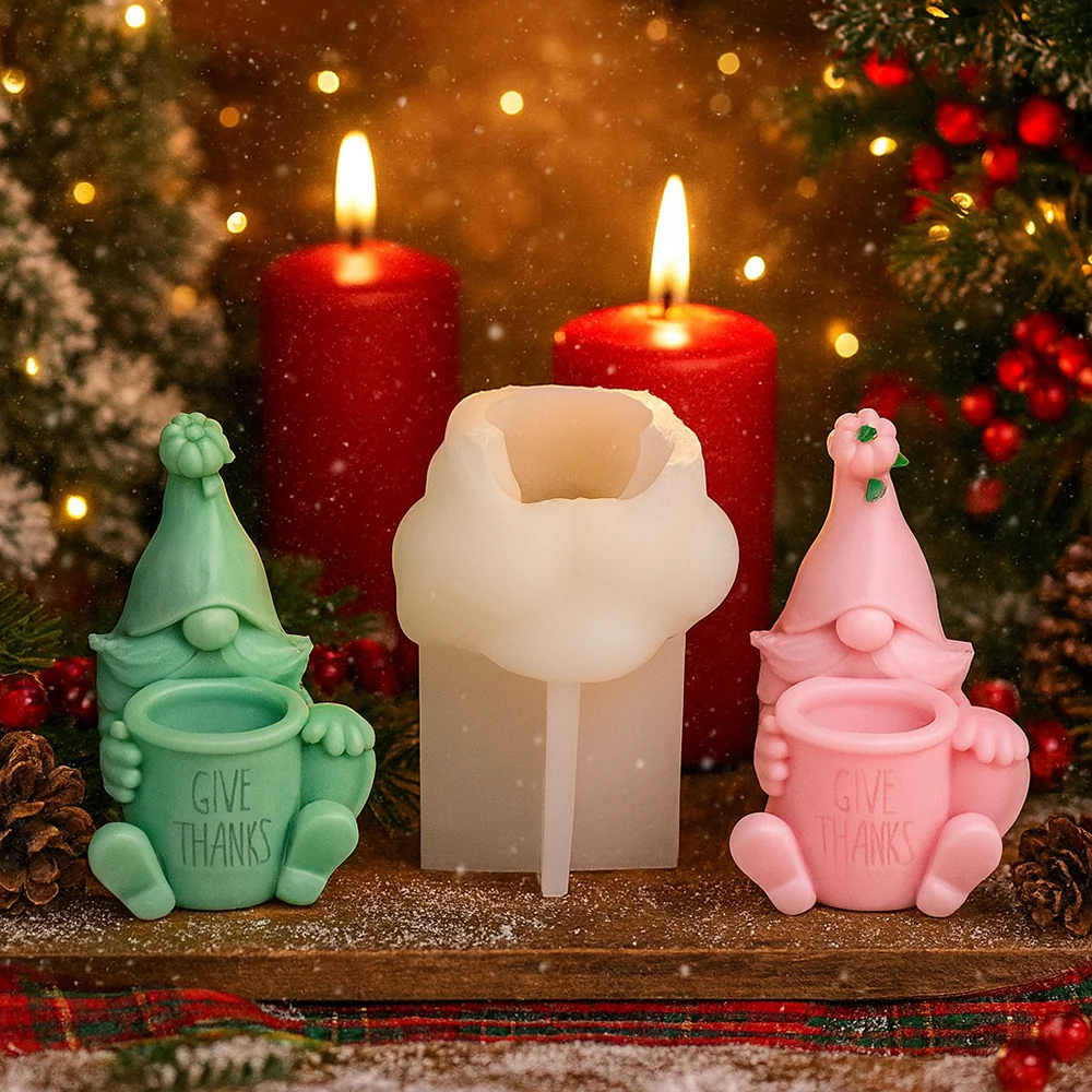 Gnome Thanksgiving Silicone Candle Mold - 9386 mold in production at BK Silicone workshop