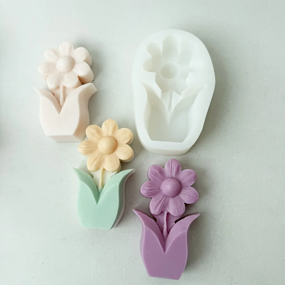 Silicone Candle Mold with Flower with Leaf Design 1467 mold in production at BK Silicone workshop