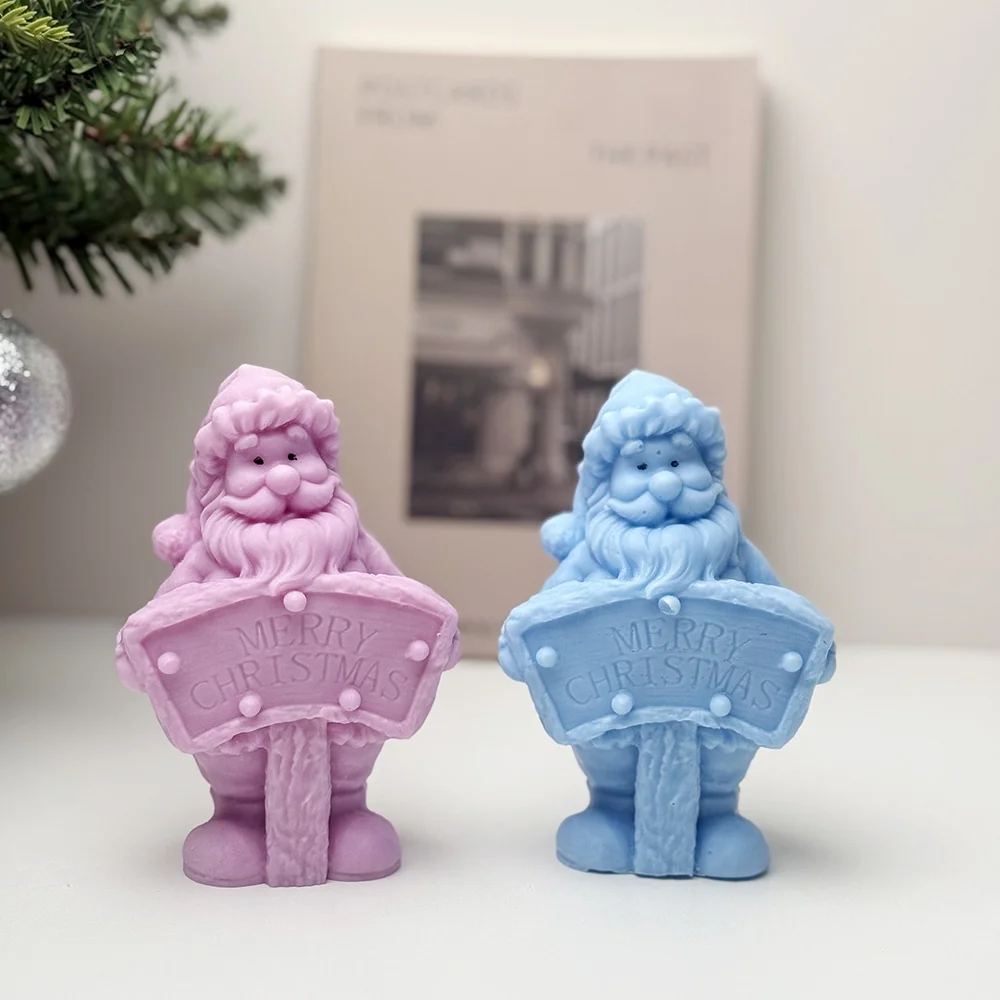 Merry Christmas Santa Silicone Mold for Candle mold in production at BK Silicone workshop