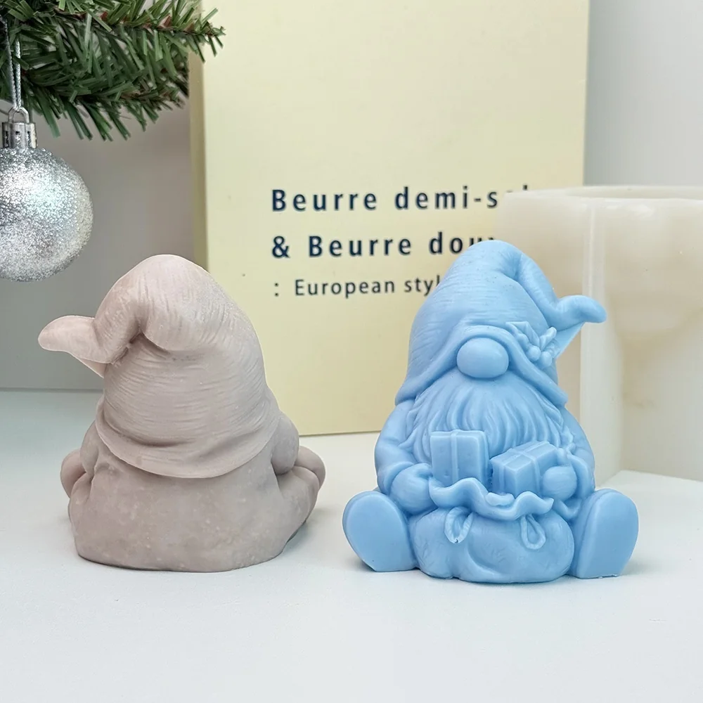Gift Bag Christmas Gnome Silicone Mold for Candle mold in production at BK Silicone workshop