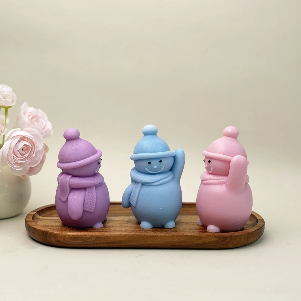 Seated Snowman Silicone Mold for Candle mold in production at BK Silicone workshop