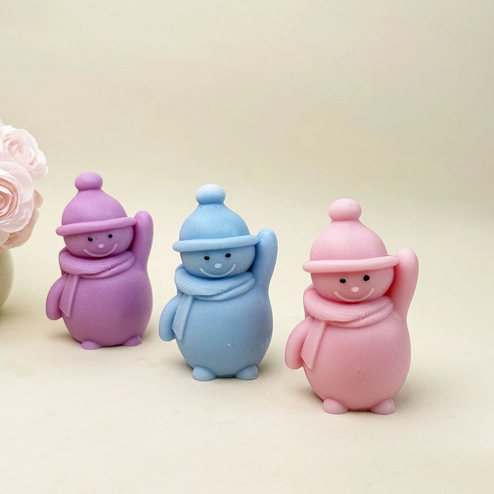 Waving Snowman Silicone Mold for Candle mold in production at BK Silicone workshop