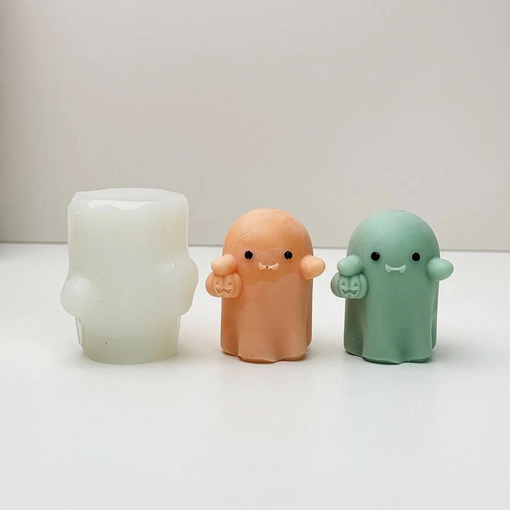 Ghost Holding Pumpkin Silicone Mold for Candle Making mold in production at BK Silicone workshop