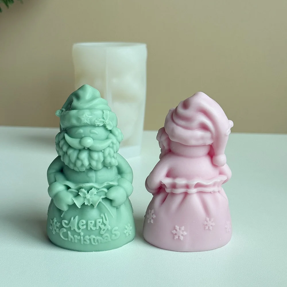 Santa Holding Sign Silicone Mold for Candle Making mold in production at BK Silicone workshop
