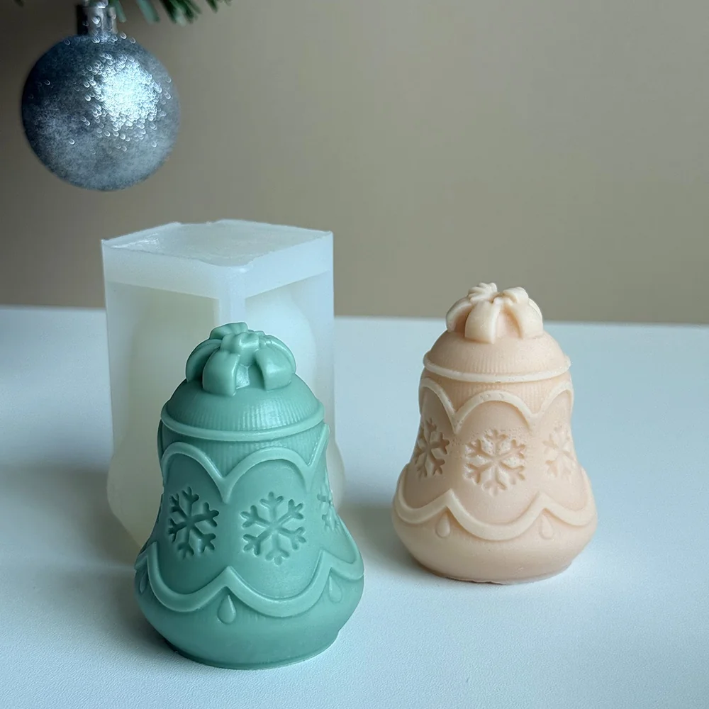 Snowflake Bell Silicone Mold for Candle Making mold in production at BK Silicone workshop