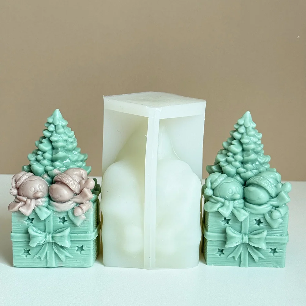 Christmas Tree with Birds Silicone Mold for Candle Making mold in production at BK Silicone workshop