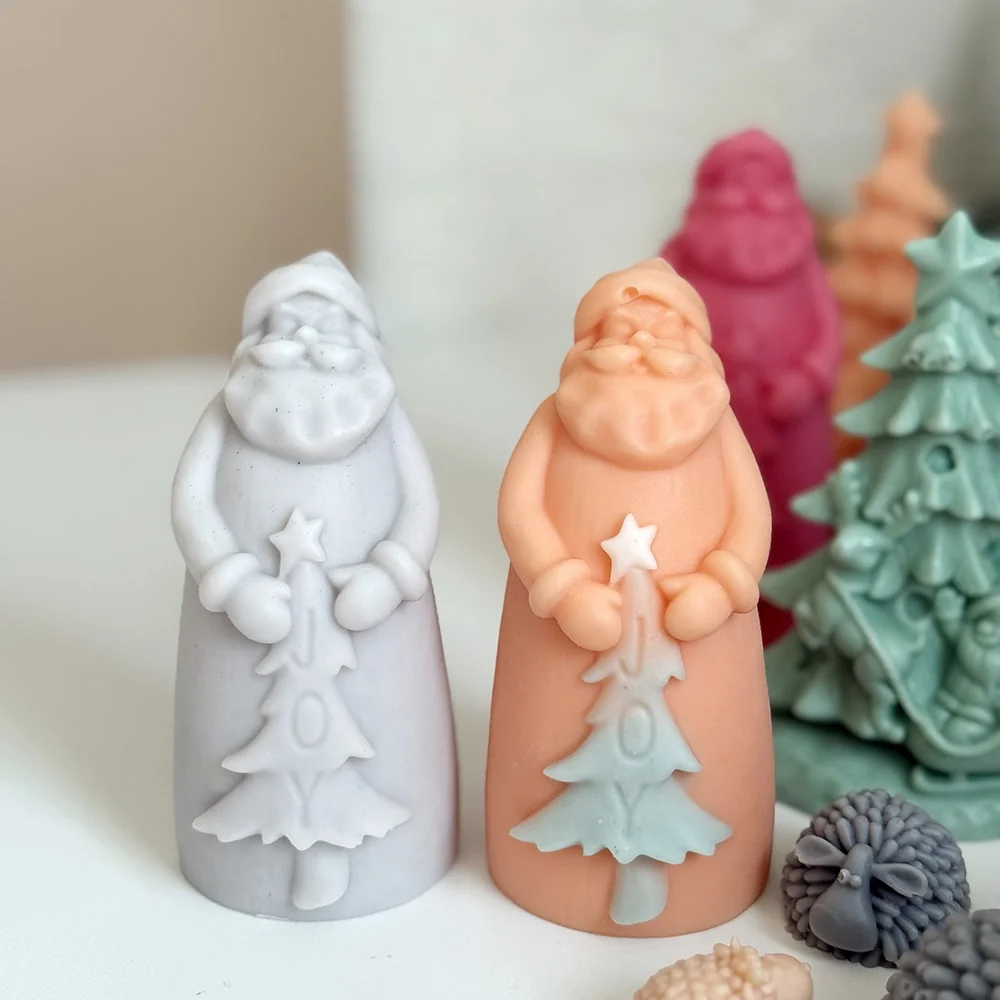 Santa with Christmas Tree Silicone Mold for Candle Making mold in production at BK Silicone workshop