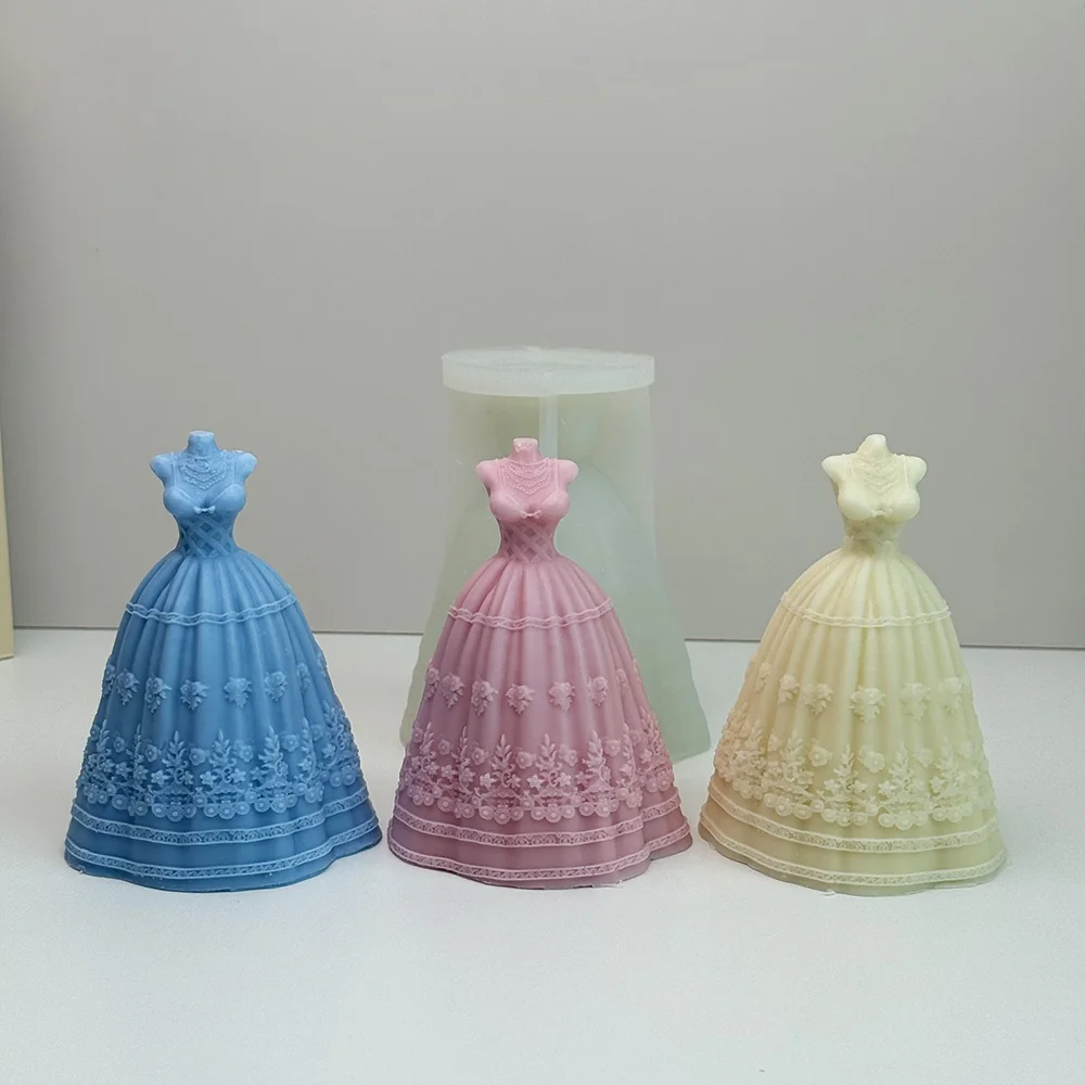 Wedding Dress Silicone Mold for Candle Making - 9303 mold in production at BK Silicone workshop