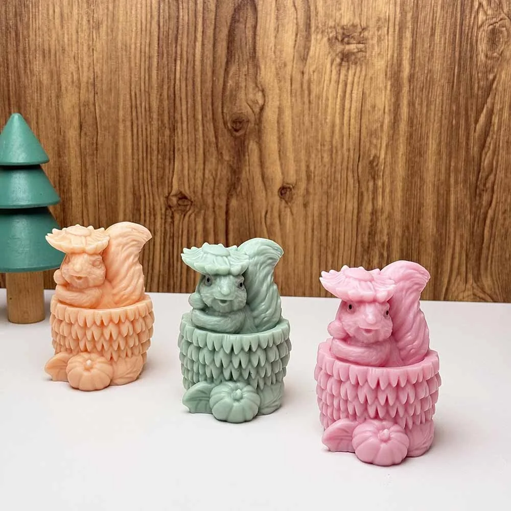 Squirrel and Pumpkin Silicone Candle Mold mold in production at BK Silicone workshop