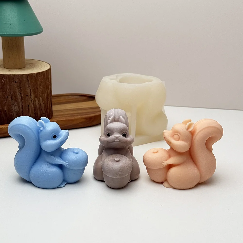 Squirrel Acorn Silicone Candle Mold [9299] mold in production at BK Silicone workshop