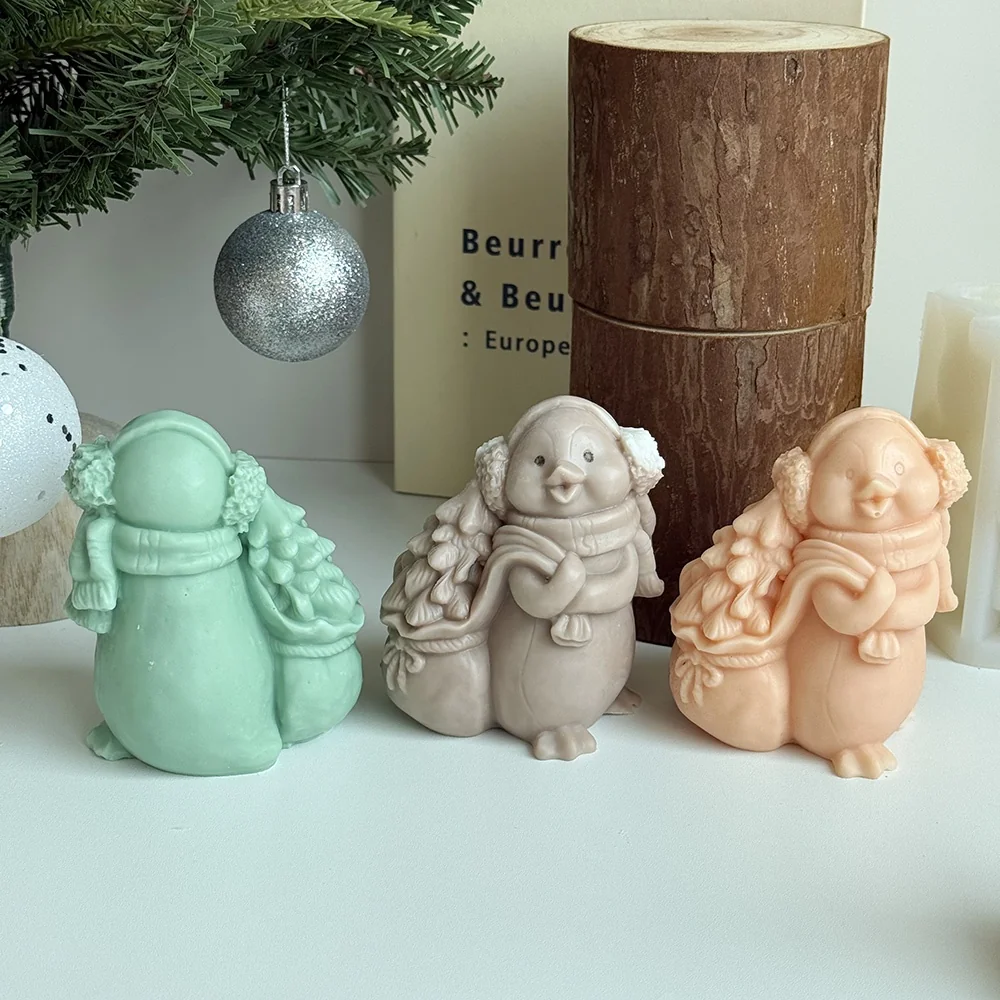 Christmas Penguin Silicone Candle Mold 9295 mold in production at BK Silicone workshop