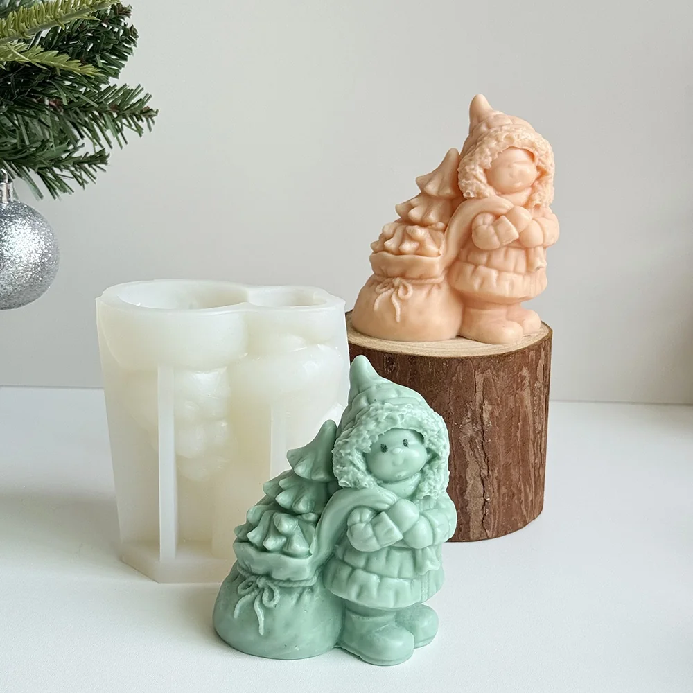Christmas Girl with Tree Silicone Candle Mold 9294 mold in production at BK Silicone workshop