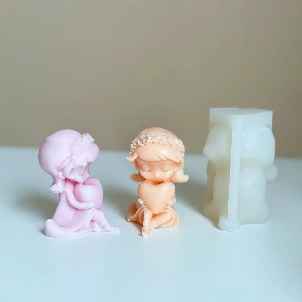 Sitting Angel Silicone Candle Mold 9292 mold in production at BK Silicone workshop