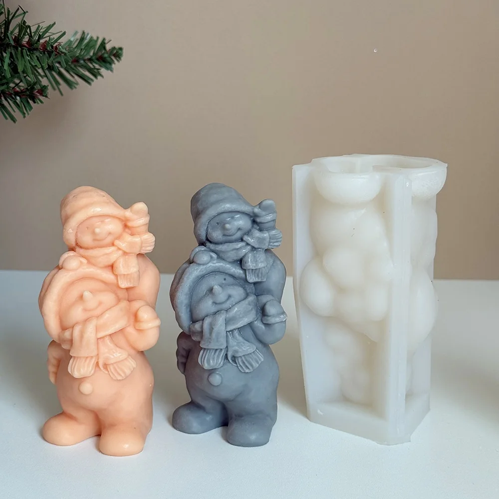 3D Snowman with Hat Silicone Candle Mold for DIY Candle Making, Soap, Resin 9278 mold in production at BK Silicone workshop
