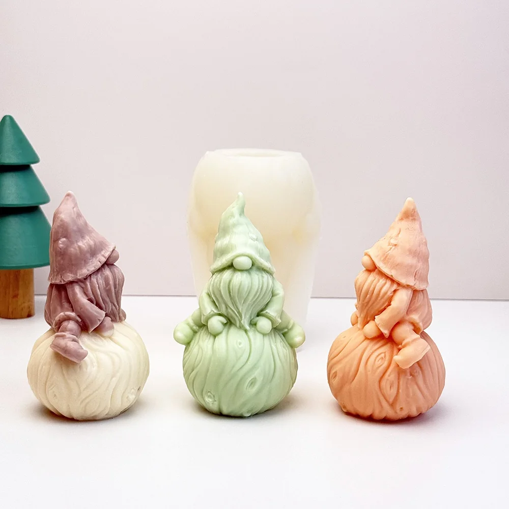 3D Gnome with Long Beard Silicone Candle Mold for Handmade Decor 9276 mold in production at BK Silicone workshop