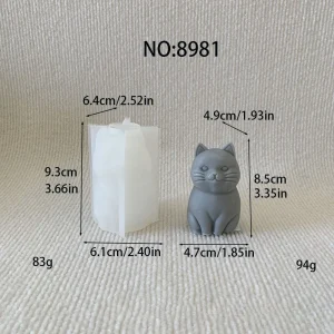 Flexible Sitting Cat Silicone Mold for Candle Making 8981