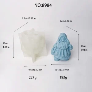 3D Santa Claus with Christmas Tree Silicone Mold 8984