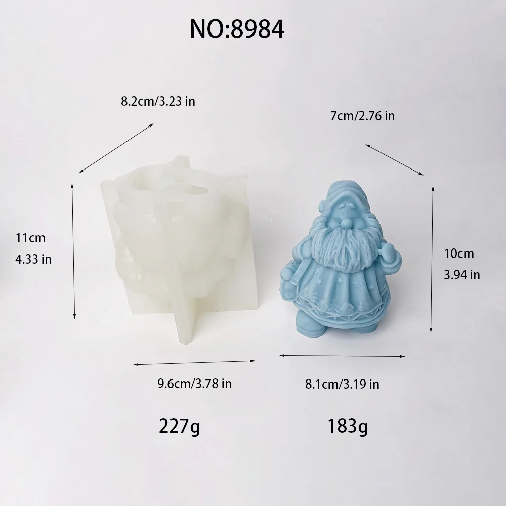 3D Santa Claus with Christmas Tree Silicone Mold 8984