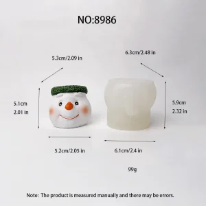 3D Snowman Silicone Mold 8986