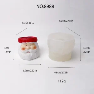 3D Santa Claus Silicone Mold for Candle Making 8988